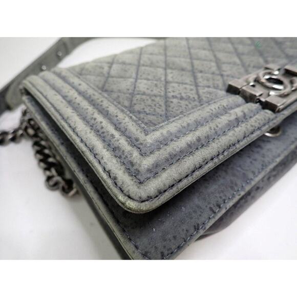 Chanel Grey Spotted Boy Bag Old Medium Iridescent Classic Quilted CC Crossbody - Picture 8 of 16